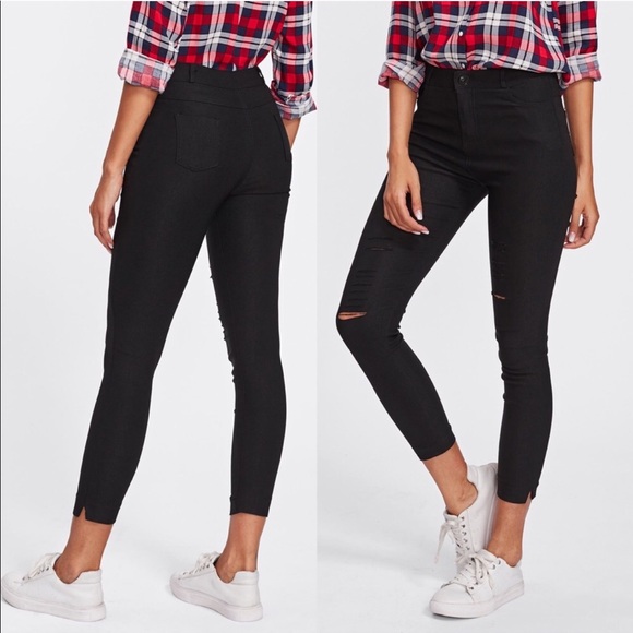 Casual Essentials • black distressed skinny jeans - Picture 2 of 4